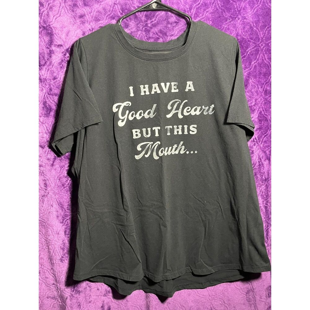 Mighty Fine, This Mouth Tshirt, Black, Womens US 1X